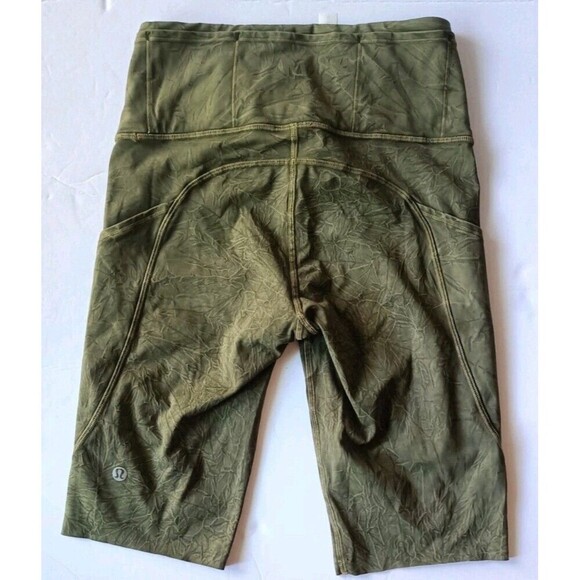 Lululemon Fast Free Biker Shorts High Rise Size 4 Women's Green Ice Wash - Picture 2 of 11